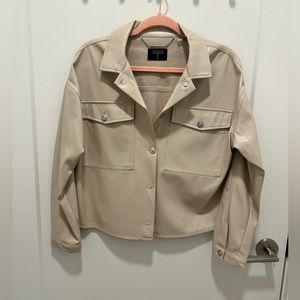 Faux leather shirt jacket